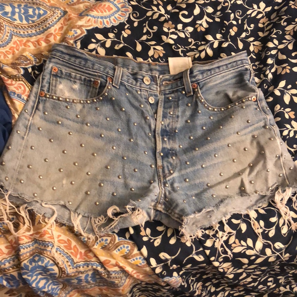 Beaded jean shorts